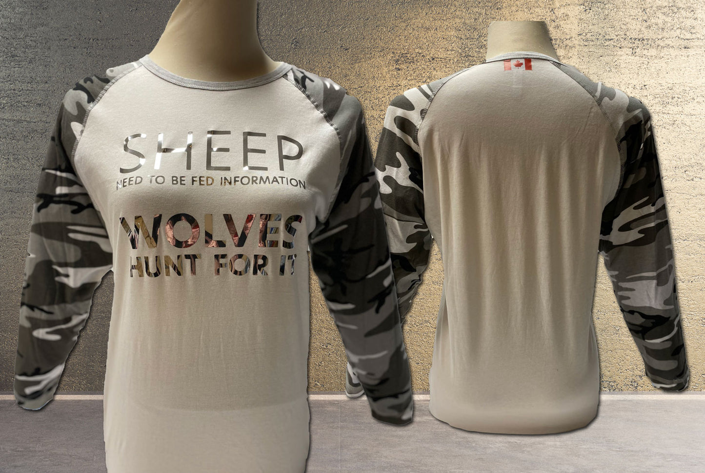 Sheep-Wolves 3/4 Ball Shirt Camo-Grey